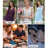image:imageWiWi Womens Cooling Nightgowns Bamboo Viscose Sleeveless Sleep Shirts Super Soft Tank Night Dress Plus Size Sleepwear S4XA Leaf