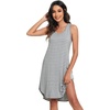 image:imageWiWi Womens Cooling Nightgowns Bamboo Viscose Sleeveless Sleep Shirts Super Soft Tank Night Dress Plus Size Sleepwear S4XAgrey White Stripe