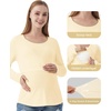image:imageWiWi Womens Maternity Pajamas Top Viscose from Bamboo Pjs for Breastfeeding Long Sleeve Nursing Loungewear Pajamas SXXLCream