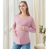 image:imageWiWi Womens Maternity Pajamas Top Viscose from Bamboo Pjs for Breastfeeding Long Sleeve Nursing Loungewear Pajamas SXXLMauve Pink