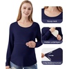 image:imageWiWi Womens Maternity Pajamas Top Viscose from Bamboo Pjs for Breastfeeding Long Sleeve Nursing Loungewear Pajamas SXXLNavy