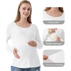 image:imageWiWi Womens Maternity Pajamas Top Viscose from Bamboo Pjs for Breastfeeding Long Sleeve Nursing Loungewear Pajamas SXXLRaw White