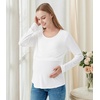 image:imageWiWi Womens Maternity Pajamas Top Viscose from Bamboo Pjs for Breastfeeding Long Sleeve Nursing Loungewear Pajamas SXXLRaw White