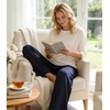 image:imageWiWi Womens Pajama Pants Bamboo Viscose Super Soft Wide Leg Palazzo Lounge Yoga Cooling Sleep Bottoms with Pockets SXXLAnavy
