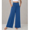 image:imageWiWi Womens Pajama Pants Bamboo Viscose Super Soft Wide Leg Palazzo Lounge Yoga Cooling Sleep Bottoms with Pockets SXXLAprussian Blue