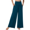 image:imageWiWi Womens Pajama Pants Bamboo Viscose Super Soft Wide Leg Palazzo Lounge Yoga Cooling Sleep Bottoms with Pockets SXXLDpeacock Bluecharcoal Heather