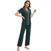 image:imageWiWi Womens Pajama Set Button Down Sleepwear Soft Bamboo Viscose Loungewear with Pockets 2 Piece PJ Sleepwear SXXLAblackish Green