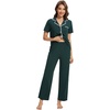 image:imageWiWi Womens Pajama Set Button Down Sleepwear Soft Bamboo Viscose Loungewear with Pockets 2 Piece PJ Sleepwear SXXLAblackish Green