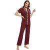 image:imageWiWi Womens Pajama Set Button Down Sleepwear Soft Bamboo Viscose Loungewear with Pockets 2 Piece PJ Sleepwear SXXLAbrownish Red