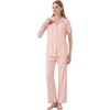 image:imageWiWi Womens Pajama Set Button Down Sleepwear Soft Bamboo Viscose Loungewear with Pockets 2 Piece PJ Sleepwear SXXLAcream Pink