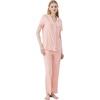 image:imageWiWi Womens Pajama Set Button Down Sleepwear Soft Bamboo Viscose Loungewear with Pockets 2 Piece PJ Sleepwear SXXLAcream Pink