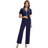 image:imageWiWi Womens Pajama Set Button Down Sleepwear Soft Bamboo Viscose Loungewear with Pockets 2 Piece PJ Sleepwear SXXLAnavy
