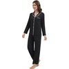 image:imageWiWi Womens Pajama Set Button Down Sleepwear Soft Bamboo Viscose Loungewear with Pockets 2 Piece PJ Sleepwear SXXLBblack
