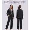 image:imageWiWi Womens Pajama Set Button Down Sleepwear Soft Bamboo Viscose Loungewear with Pockets 2 Piece PJ Sleepwear SXXLBblack