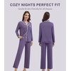 image:imageWiWi Womens Pajama Set Button Down Sleepwear Soft Bamboo Viscose Loungewear with Pockets 2 Piece PJ Sleepwear SXXLBlavender