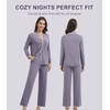 image:imageWiWi Womens Pajama Set Button Down Sleepwear Soft Bamboo Viscose Loungewear with Pockets 2 Piece PJ Sleepwear SXXLBpurplish Grey