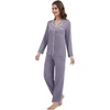 image:imageWiWi Womens Pajama Set Button Down Sleepwear Soft Bamboo Viscose Loungewear with Pockets 2 Piece PJ Sleepwear SXXLBpurplish Grey