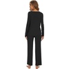 image:imageWiWi Womens Pajama Set Comfy Long Sleeve Tee Pants Sleepwear Soft Viscose from Bamboo 2 Piece Nightwear Pjs SXXLAblack