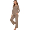 image:imageWiWi Womens Pajama Set Comfy Long Sleeve Tee Pants Sleepwear Soft Viscose from Bamboo 2 Piece Nightwear Pjs SXXLAcamel