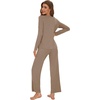 image:imageWiWi Womens Pajama Set Comfy Long Sleeve Tee Pants Sleepwear Soft Viscose from Bamboo 2 Piece Nightwear Pjs SXXLAcamel