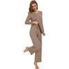 image:imageWiWi Womens Pajama Set Comfy Long Sleeve Tee Pants Sleepwear Soft Viscose from Bamboo 2 Piece Nightwear Pjs SXXLAcamel