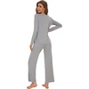 image:imageWiWi Womens Pajama Set Comfy Long Sleeve Tee Pants Sleepwear Soft Viscose from Bamboo 2 Piece Nightwear Pjs SXXLAheather Grey