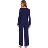 image:imageWiWi Womens Pajama Set Comfy Long Sleeve Tee Pants Sleepwear Soft Viscose from Bamboo 2 Piece Nightwear Pjs SXXLAnavy
