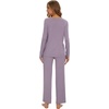 image:imageWiWi Womens Pajama Set Comfy Long Sleeve Tee Pants Sleepwear Soft Viscose from Bamboo 2 Piece Nightwear Pjs SXXLAviolet