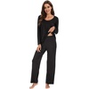 image:imageWiWi Womens Pajama Set Comfy Long Sleeve Tee Pants Sleepwear Soft Viscose from Bamboo 2 Piece Nightwear Pjs SXXLBblack