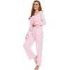 image:imageWiWi Womens Pajama Set Comfy Long Sleeve Tee Pants Sleepwear Soft Viscose from Bamboo 2 Piece Nightwear Pjs SXXLBblush Pink
