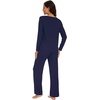 image:imageWiWi Womens Pajama Set Comfy Long Sleeve Tee Pants Sleepwear Soft Viscose from Bamboo 2 Piece Nightwear Pjs SXXLBnavy