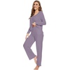 image:imageWiWi Womens Pajama Set Comfy Long Sleeve Tee Pants Sleepwear Soft Viscose from Bamboo 2 Piece Nightwear Pjs SXXLBviolet