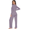 image:imageWiWi Womens Pajama Set Comfy Long Sleeve Tee Pants Sleepwear Soft Viscose from Bamboo 2 Piece Nightwear Pjs SXXLBviolet