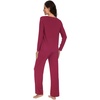 image:imageWiWi Womens Pajama Set Comfy Long Sleeve Tee Pants Sleepwear Soft Viscose from Bamboo 2 Piece Nightwear Pjs SXXLBwine