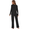 image:imageWiWi Womens Pajama Set Comfy Long Sleeve Tee Pants Sleepwear Soft Viscose from Bamboo 2 Piece Nightwear Pjs SXXLCblack