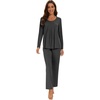 image:imageWiWi Womens Pajama Set Comfy Long Sleeve Tee Pants Sleepwear Soft Viscose from Bamboo 2 Piece Nightwear Pjs SXXLCcharcoal Heather