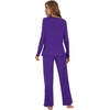 image:imageWiWi Womens Pajama Set Comfy Long Sleeve Tee Pants Sleepwear Soft Viscose from Bamboo 2 Piece Nightwear Pjs SXXLCdark Purple