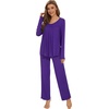 image:imageWiWi Womens Pajama Set Comfy Long Sleeve Tee Pants Sleepwear Soft Viscose from Bamboo 2 Piece Nightwear Pjs SXXLCdark Purple