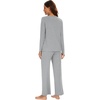 image:imageWiWi Womens Pajama Set Comfy Long Sleeve Tee Pants Sleepwear Soft Viscose from Bamboo 2 Piece Nightwear Pjs SXXLCheather Grey