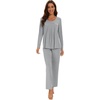image:imageWiWi Womens Pajama Set Comfy Long Sleeve Tee Pants Sleepwear Soft Viscose from Bamboo 2 Piece Nightwear Pjs SXXLCheather Grey