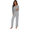 image:imageWiWi Womens Pajama Set Comfy Long Sleeve Tee Pants Sleepwear Soft Viscose from Bamboo 2 Piece Nightwear Pjs SXXLCheather Grey