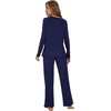 image:imageWiWi Womens Pajama Set Comfy Long Sleeve Tee Pants Sleepwear Soft Viscose from Bamboo 2 Piece Nightwear Pjs SXXLCnavy