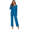 image:imageWiWi Womens Pajama Set Comfy Long Sleeve Tee Pants Sleepwear Soft Viscose from Bamboo 2 Piece Nightwear Pjs SXXLCteal Blue