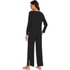 image:imageWiWi Womens Pajama Set Comfy Long Sleeve Tee Pants Sleepwear Soft Viscose from Bamboo 2 Piece Nightwear Pjs SXXLDblack