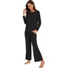 image:imageWiWi Womens Pajama Set Comfy Long Sleeve Tee Pants Sleepwear Soft Viscose from Bamboo 2 Piece Nightwear Pjs SXXLDblack