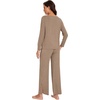 image:imageWiWi Womens Pajama Set Comfy Long Sleeve Tee Pants Sleepwear Soft Viscose from Bamboo 2 Piece Nightwear Pjs SXXLDcamel