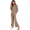 image:imageWiWi Womens Pajama Set Comfy Long Sleeve Tee Pants Sleepwear Soft Viscose from Bamboo 2 Piece Nightwear Pjs SXXLDcamel