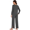image:imageWiWi Womens Pajama Set Comfy Long Sleeve Tee Pants Sleepwear Soft Viscose from Bamboo 2 Piece Nightwear Pjs SXXLDcharcoal Heather