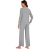 image:imageWiWi Womens Pajama Set Comfy Long Sleeve Tee Pants Sleepwear Soft Viscose from Bamboo 2 Piece Nightwear Pjs SXXLDheather Grey