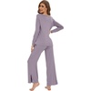 image:imageWiWi Womens Pajama Set Comfy Long Sleeve Tee Pants Sleepwear Soft Viscose from Bamboo 2 Piece Nightwear Pjs SXXLDviolet